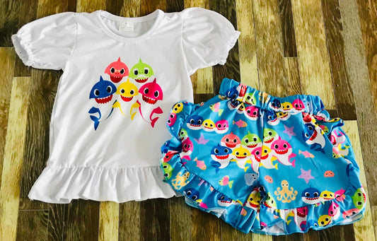 Baby Shark ruffle short set