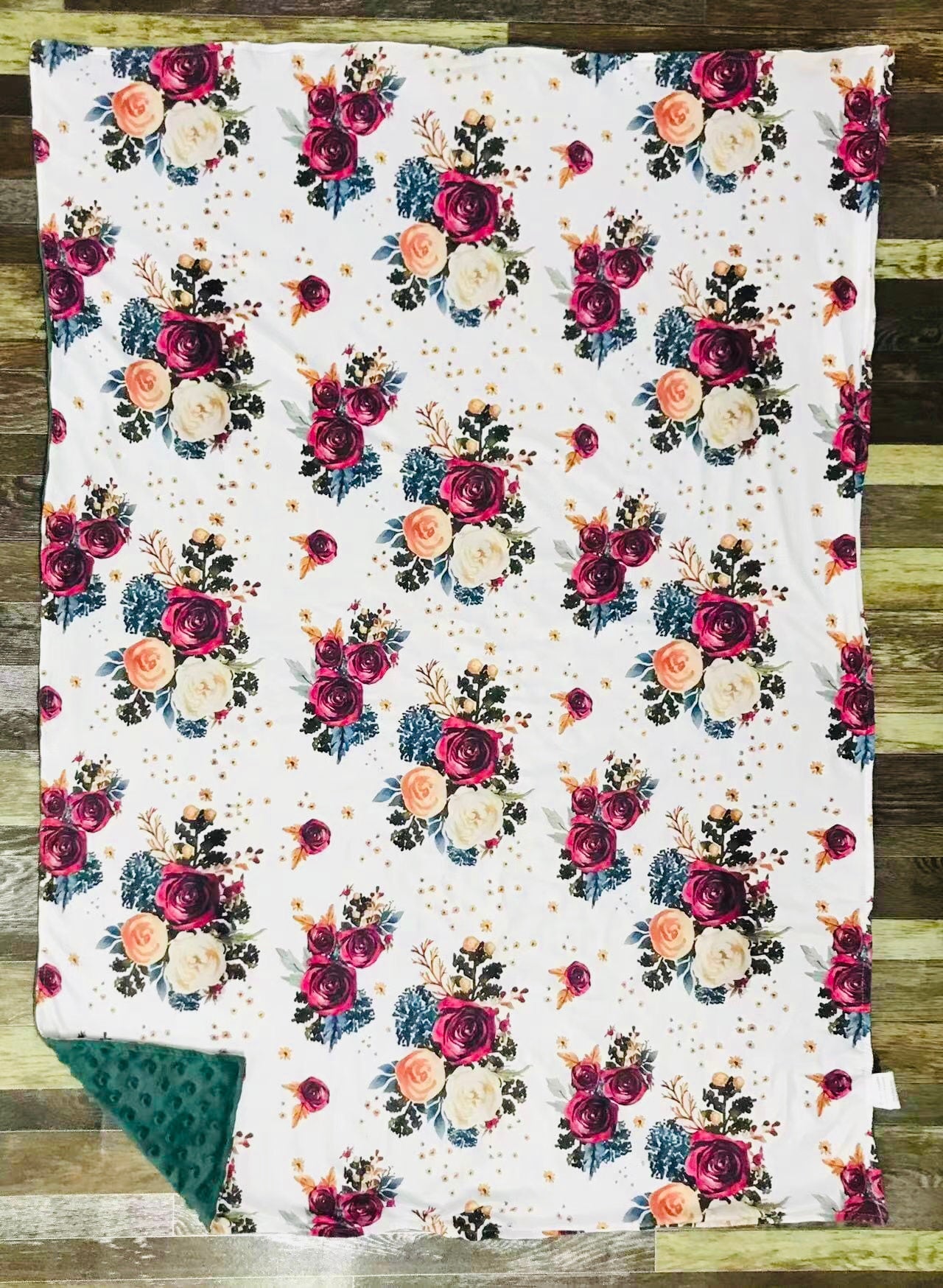 Rosy baby floral minky blanket