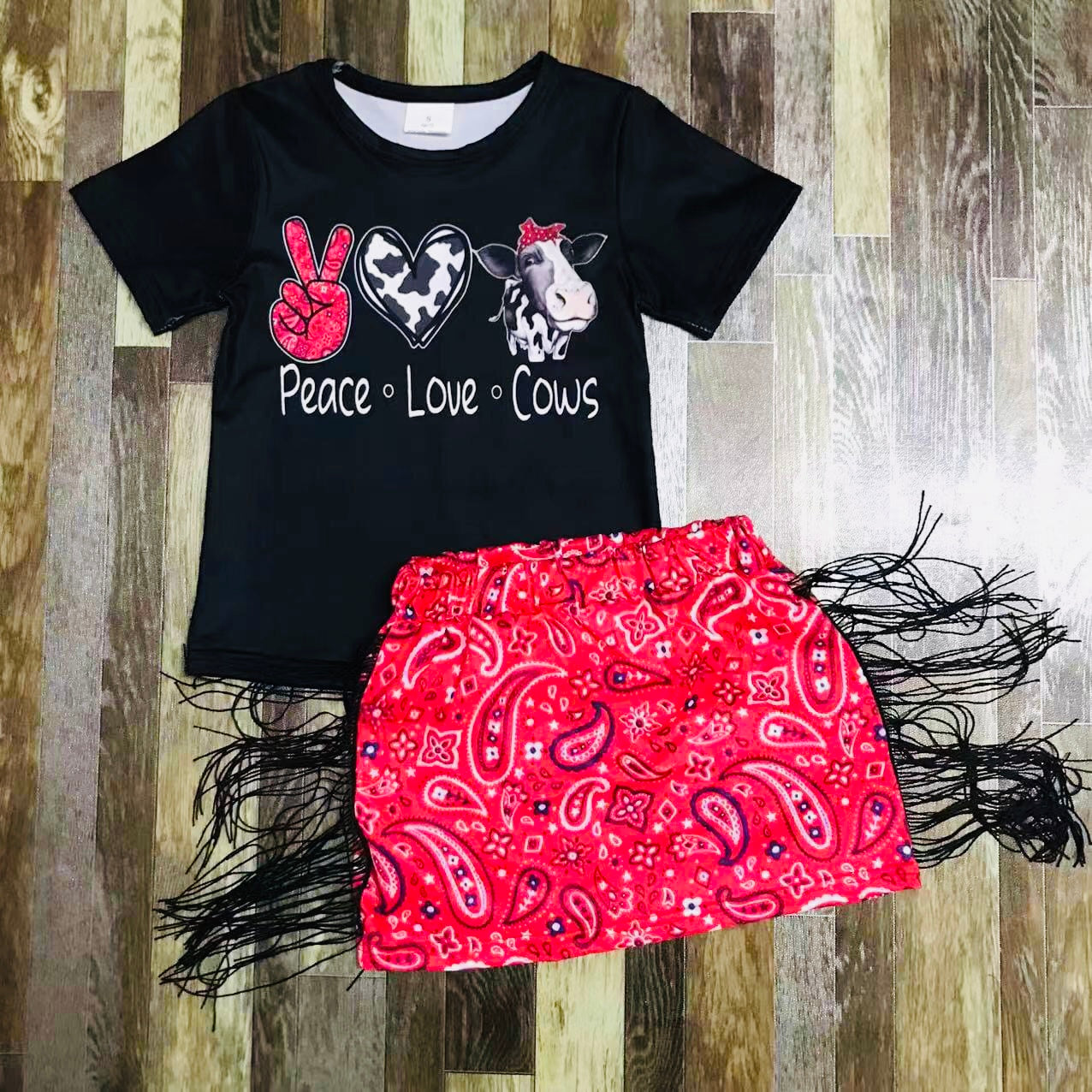 Peace Love Cows skirt set