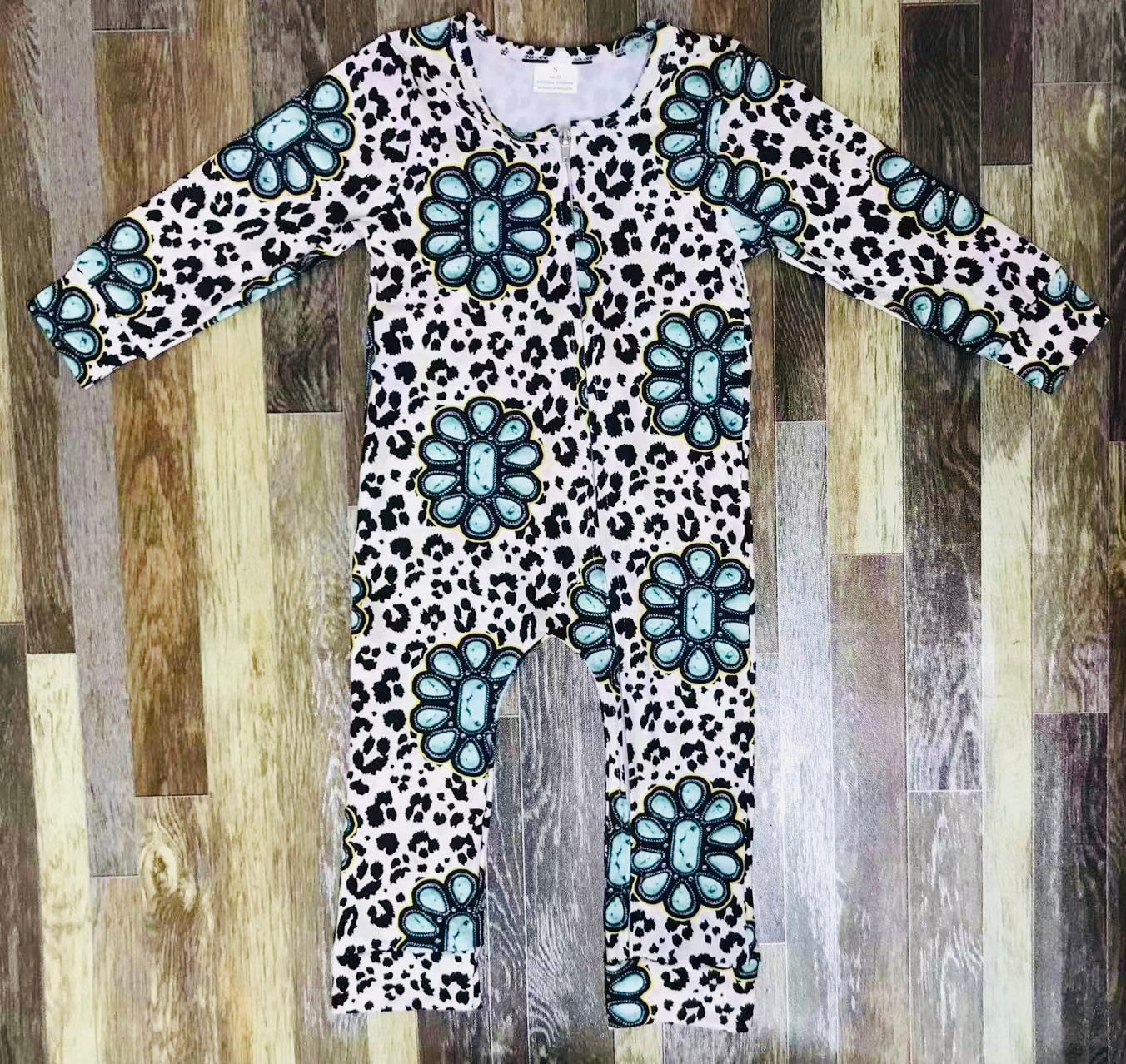 Turquoise chick zip romper